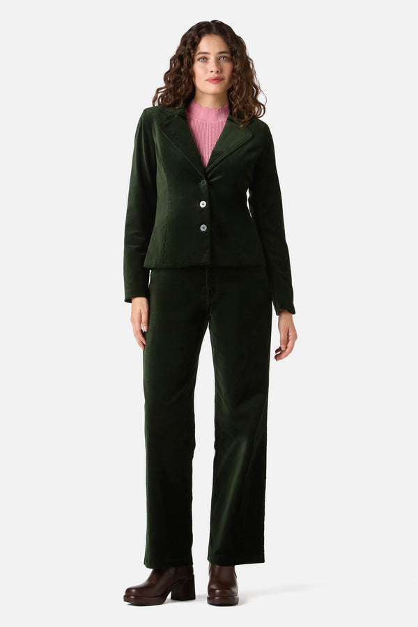 Princess Highway - Rachel Velvet Blazer - olive-green