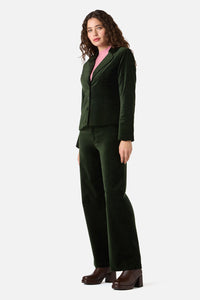Princess Highway - Rachel Velvet Blazer - olive-green