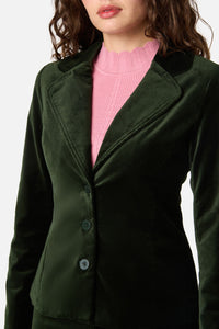 Princess Highway - Rachel Velvet Blazer - olive-green