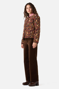 Princess Highway - Forest Owl Quilted Cord Jacket - chocolate