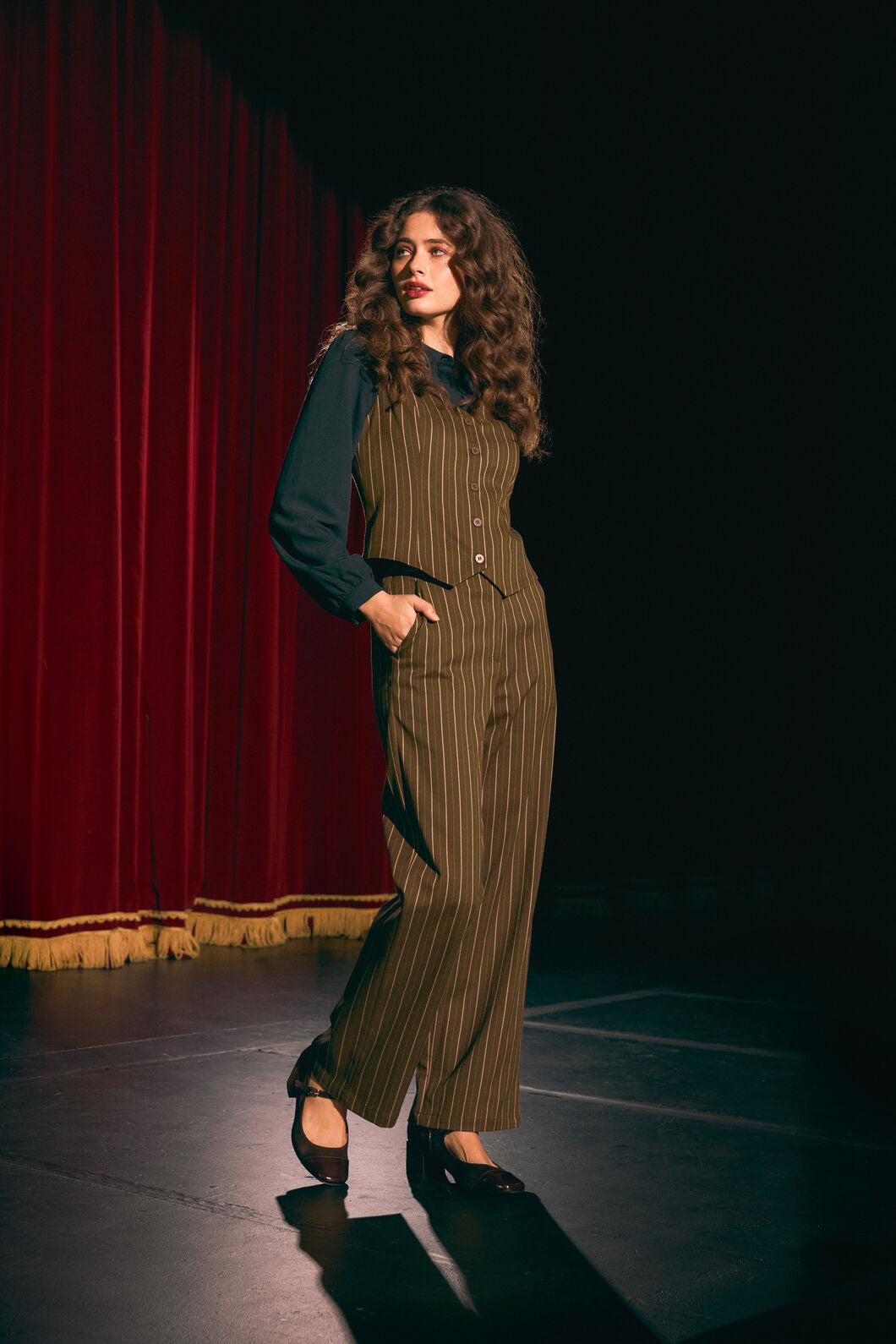 Princess Highway - Celeste Pinstripe Pant - bronze-brown