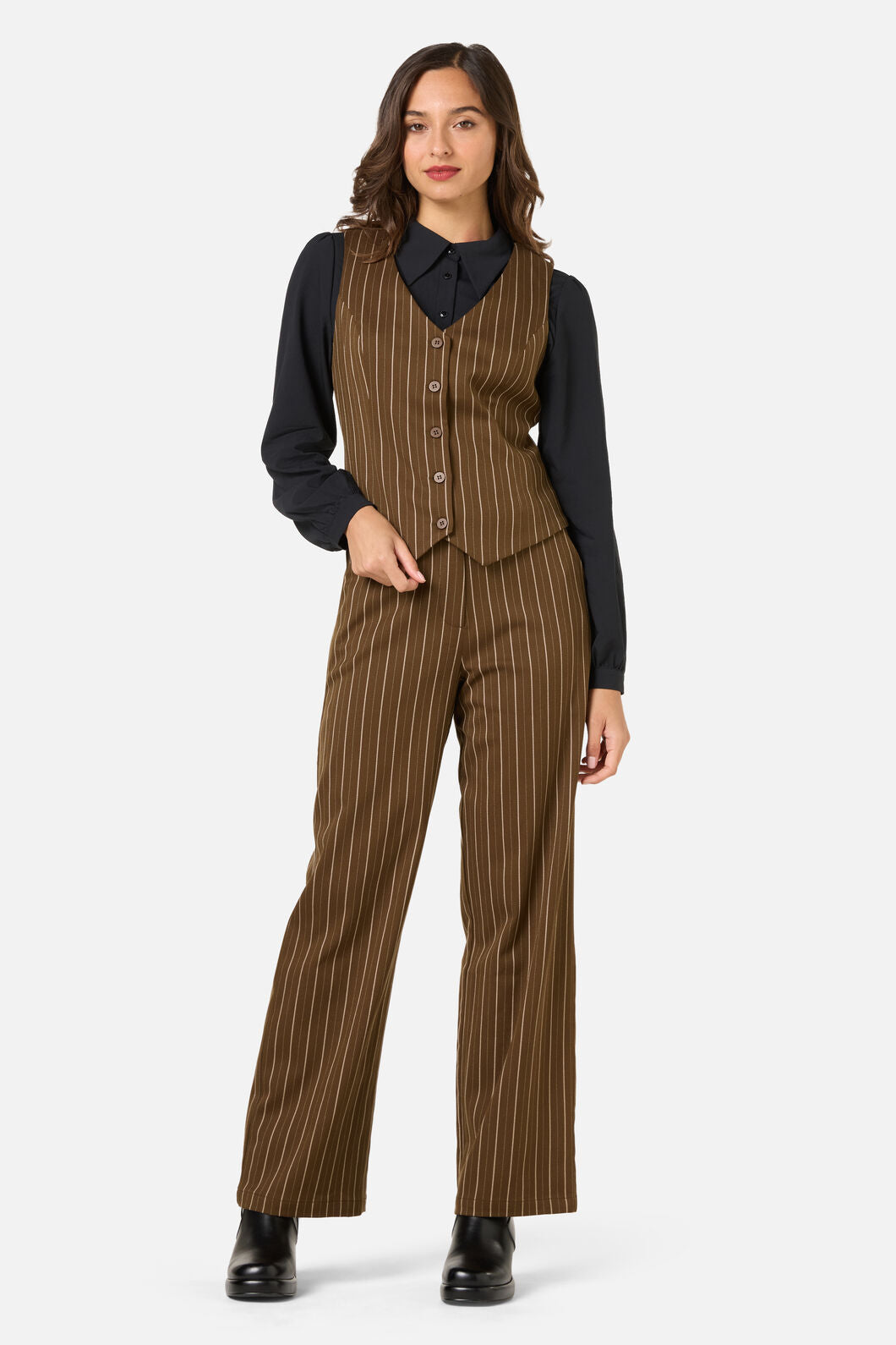 Princess Highway - Celeste Pinstripe Pant - bronze-brown