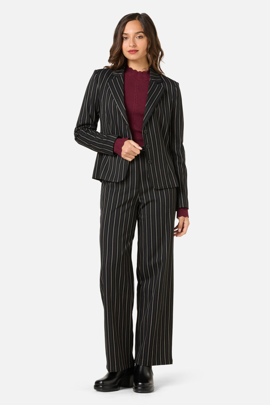 Princess Highway - Celeste Pinstripe Blazer - black