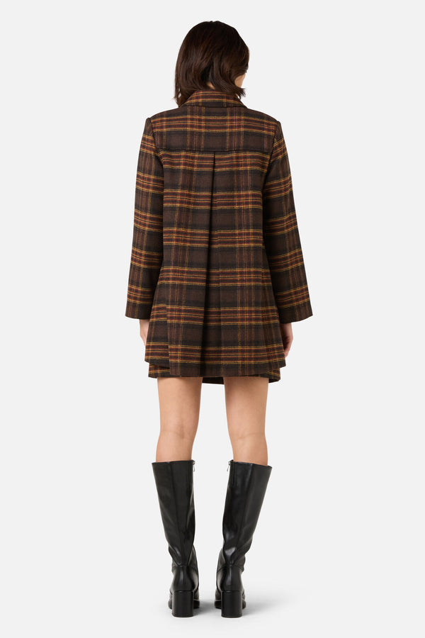 Princess Highway - Wilma Check Coat - chocolate