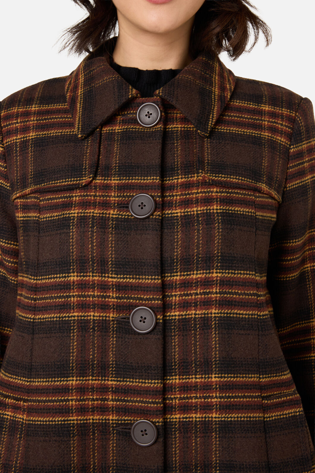 Princess Highway - Wilma Check Coat - chocolate