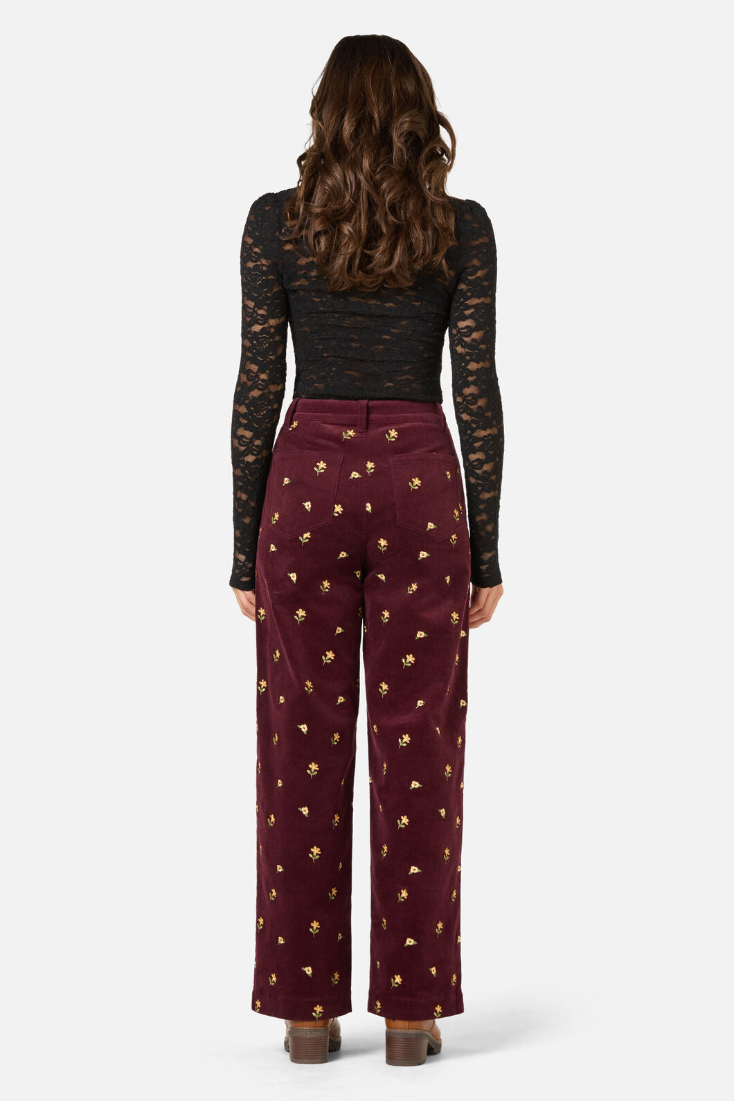 Princess Highway - Iris Embroidered Cord Jean - plum