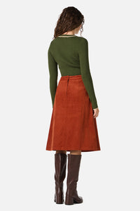 Princess Highway - Jamie Cord Midi Skirt - rust