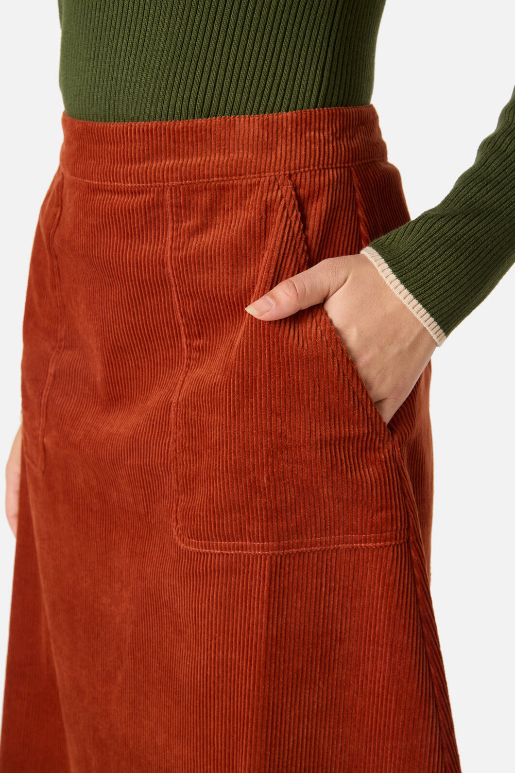 Princess Highway - Jamie Cord Midi Skirt - rust