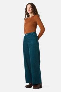 Princess Highway - Jamie Cord Wide Leg Jean - teal