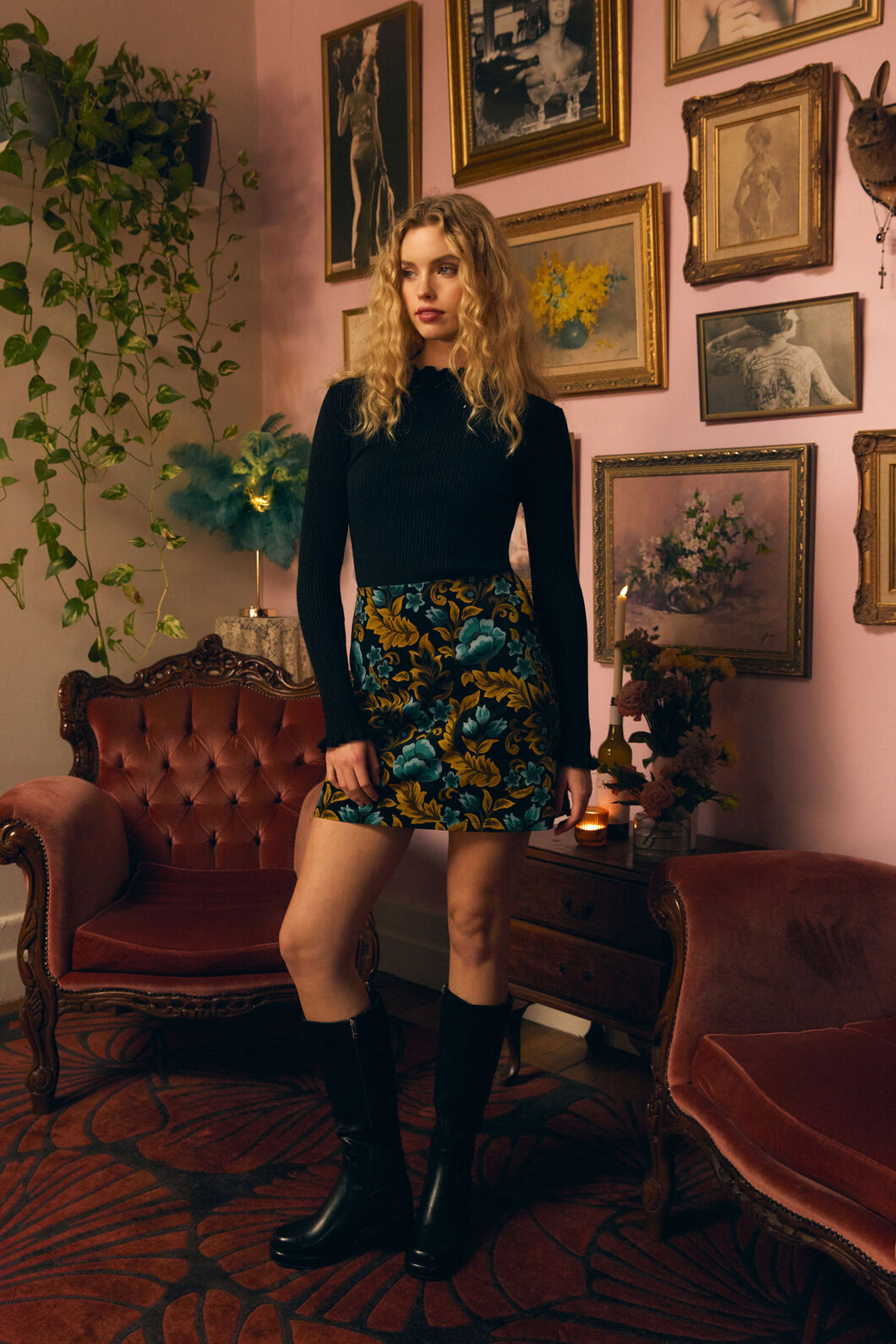 Princess Highway - Azura Velvet Mini Skirt - blue