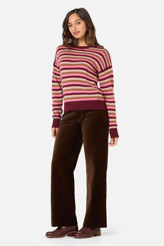 Princess Highway - Rory Wool Blend Stripe Jumper - plum-multi