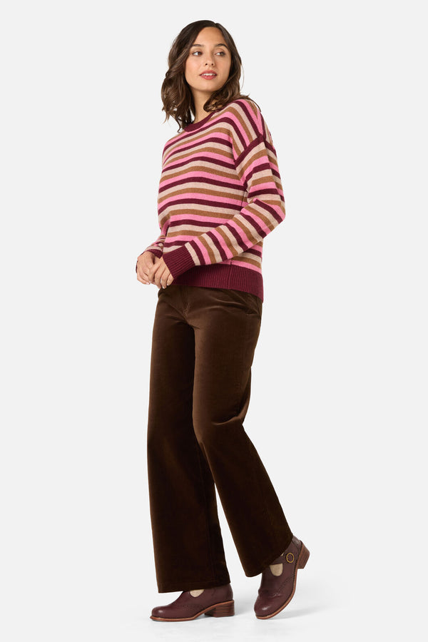 Princess Highway - Rory Wool Blend Stripe Jumper - plum-multi