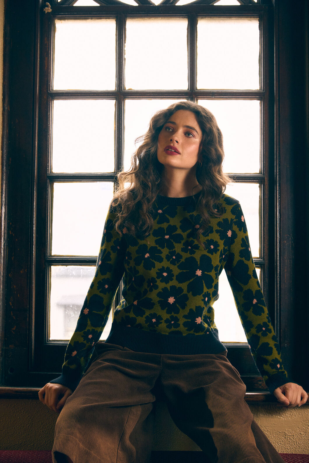 Princess Highway - Donna Flower Knit Jumper - olive
