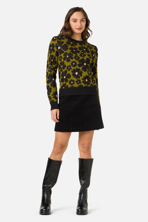 Princess Highway - Donna Flower Knit Jumper - olive