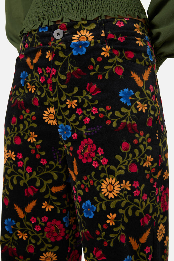 Princess Highway - Joelle Floral Velvet Jean - black