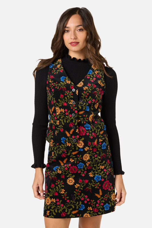 Princess Highway - Joelle Floral Velvet Vest - black