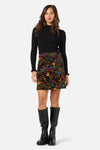 Princess Highway - Joelle Floral Velvet Skirt - black