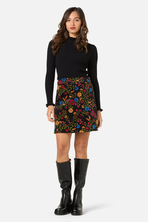 Princess Highway - Joelle Floral Velvet Skirt - black
