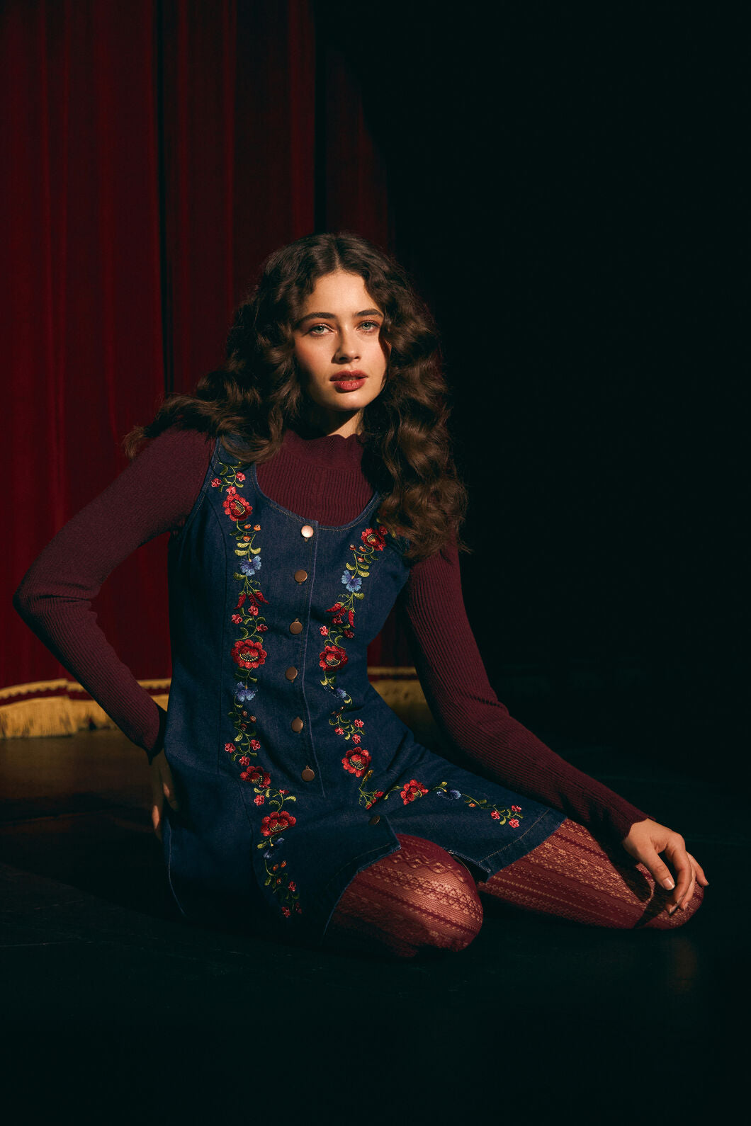 Princess Highway - Joelle Emboidered Pinafore - blue-denim
