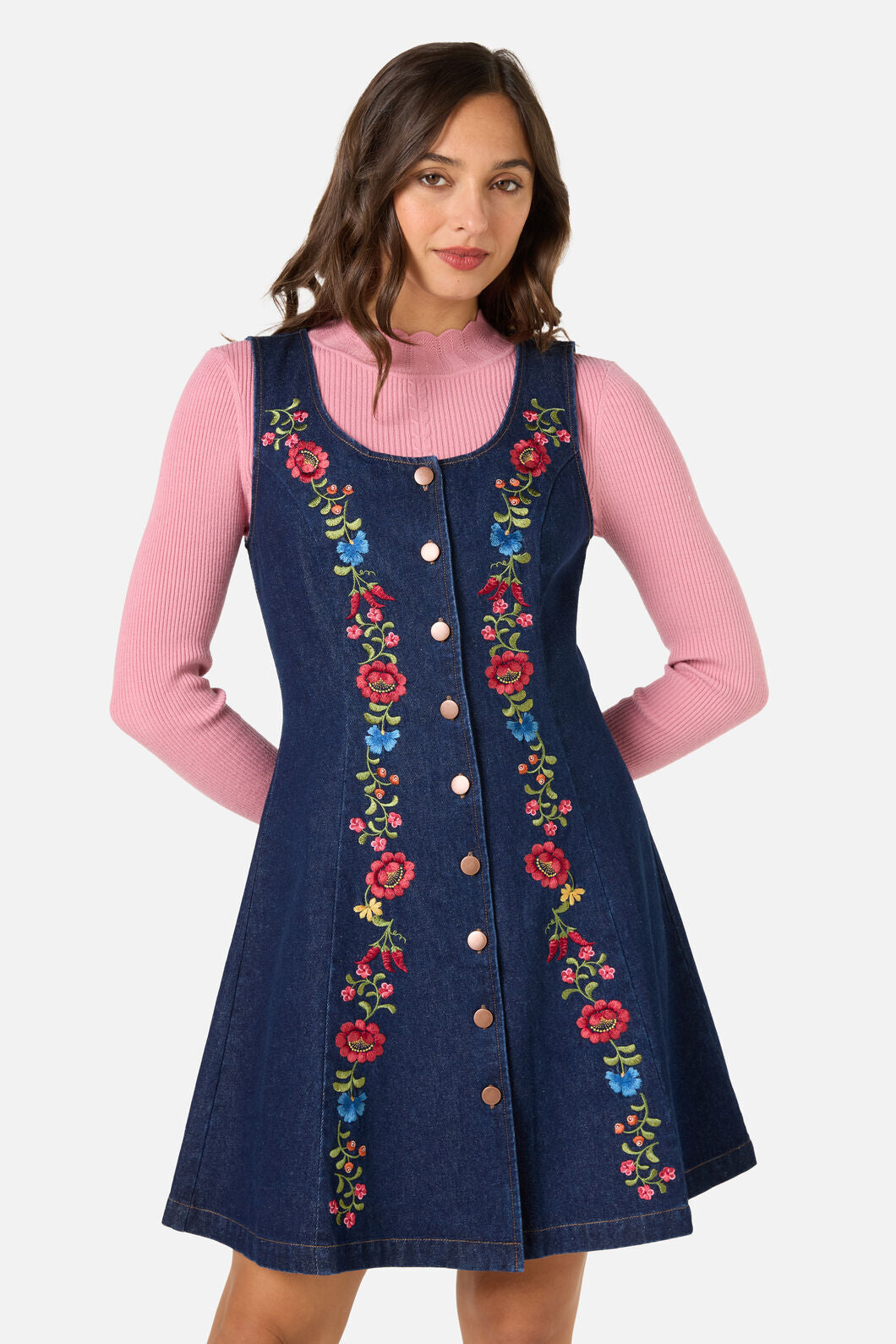 Princess Highway - Joelle Emboidered Pinafore - blue-denim