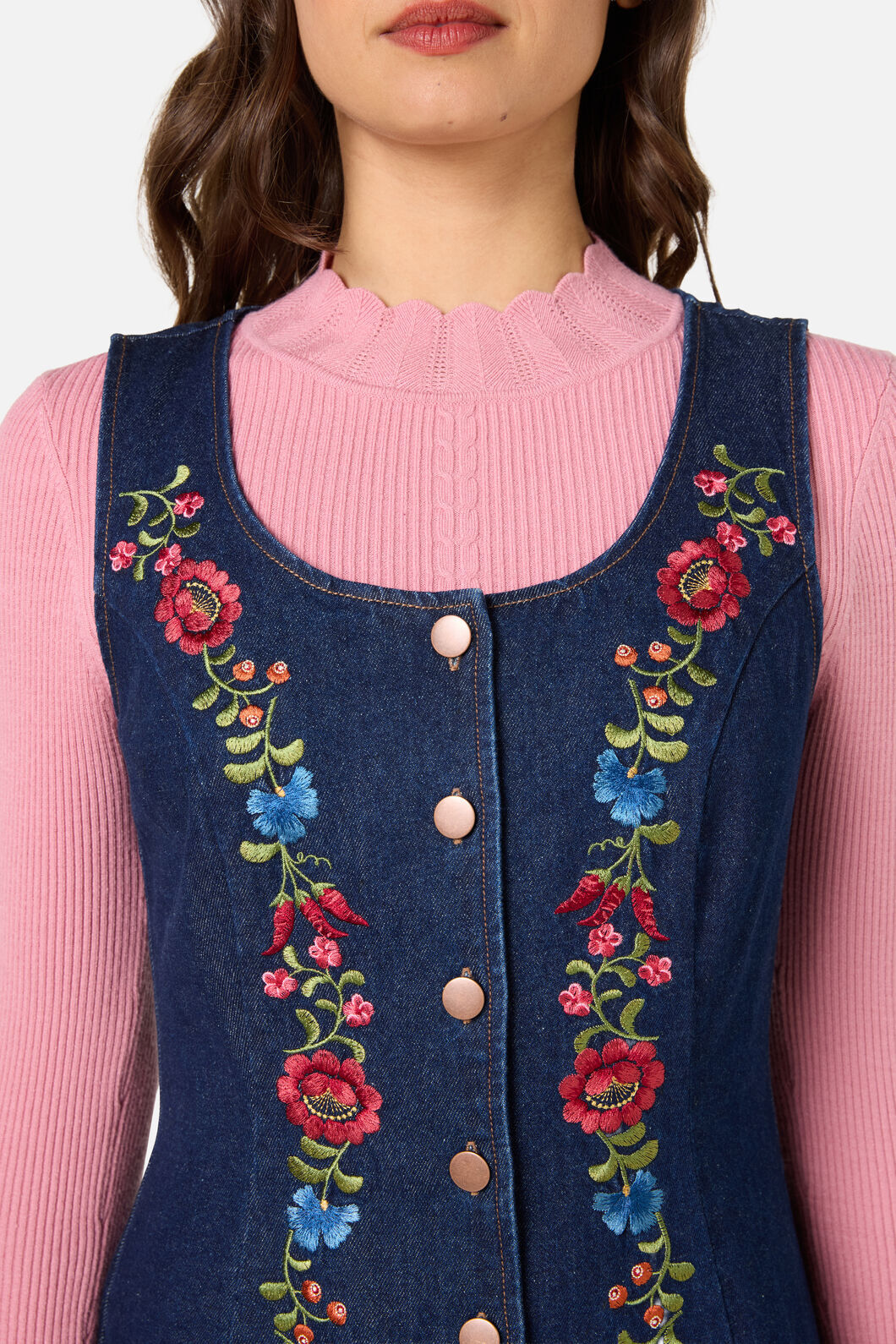Princess Highway - Joelle Emboidered Pinafore - blue-denim