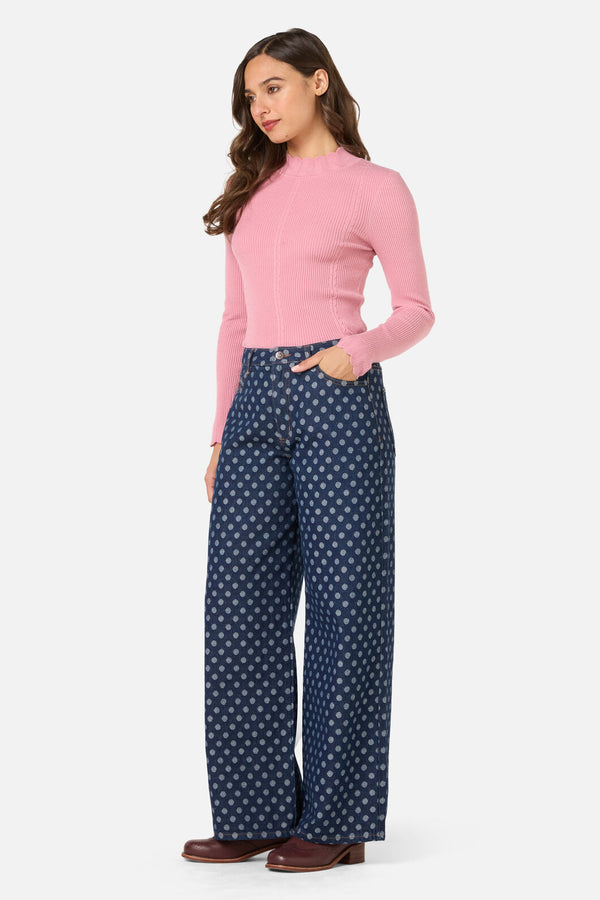 Princess Highway - Polka Spot Denim Jean - dark-denim