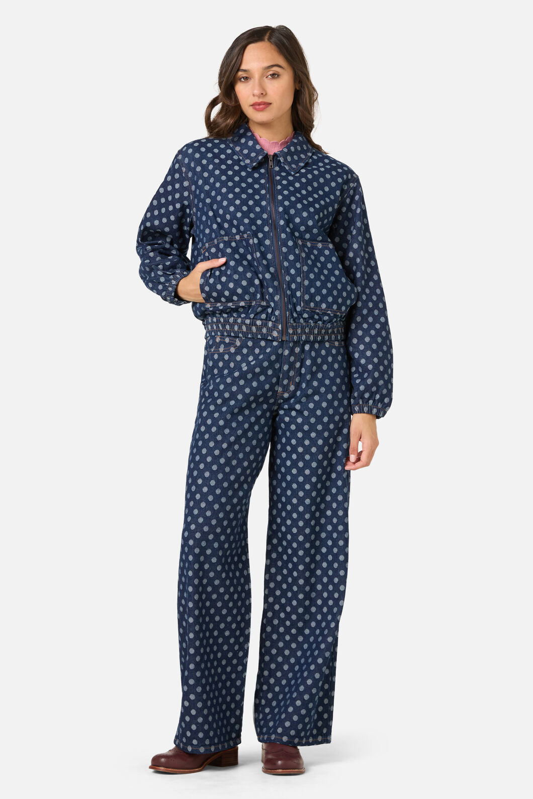 Princess Highway - Polka Spot Denim Jacket - dark-denim
