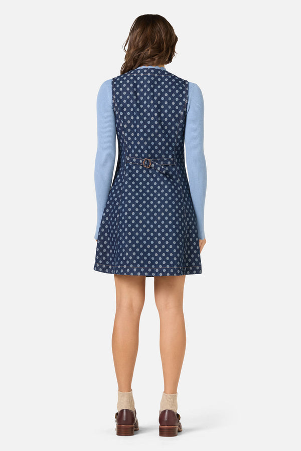 Princess Highway - Polka Spot Denim Pinny - dark-denim