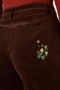 Princess Highway - Midnight Embroidered Cord Jean - chocolate