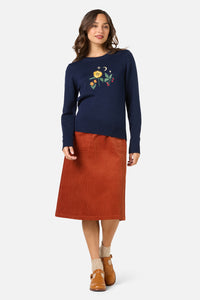 Princess Highway - Midnight Garden Embroidered Jumper - navy