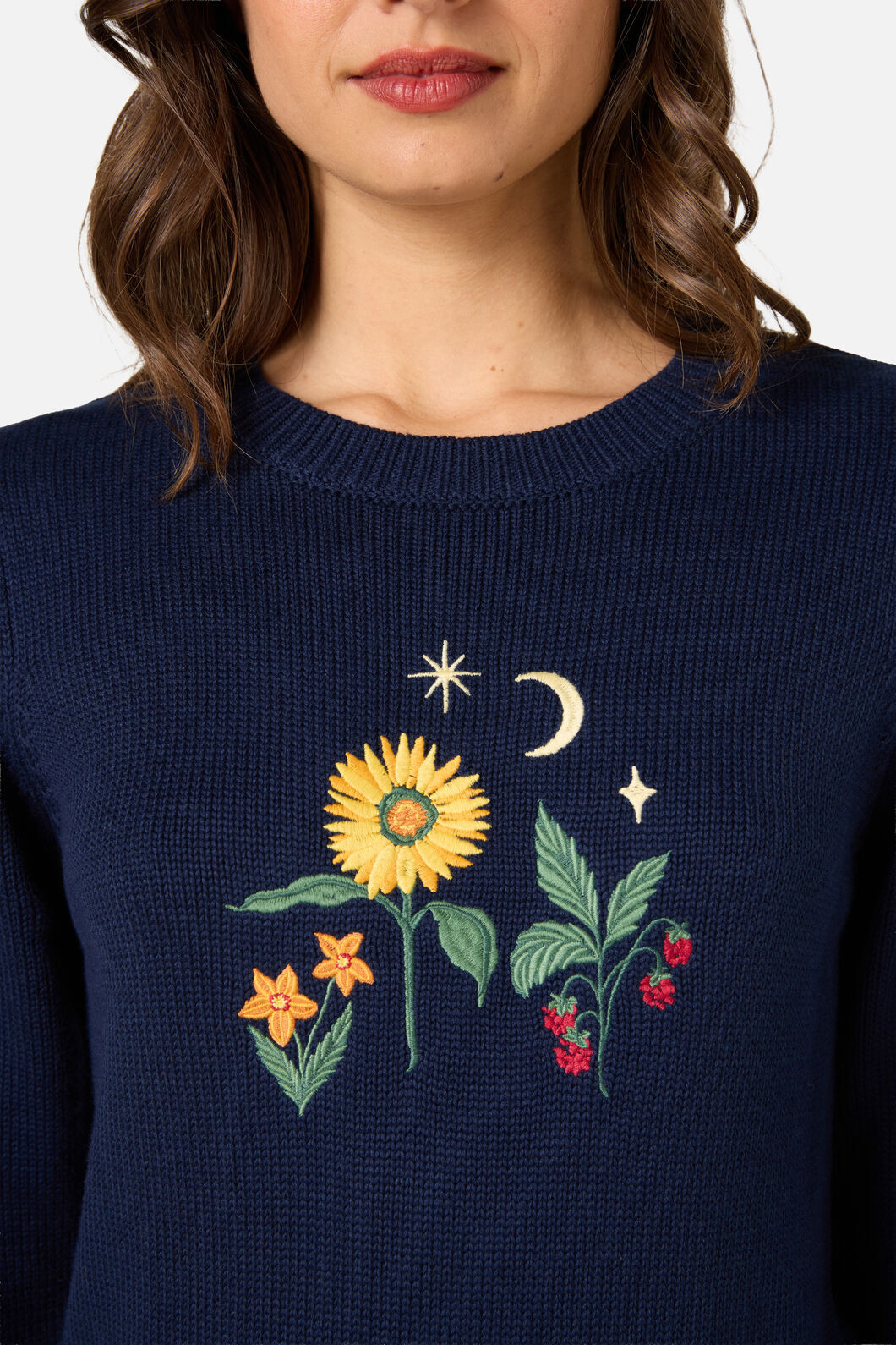 Princess Highway - Midnight Garden Embroidered Jumper - navy