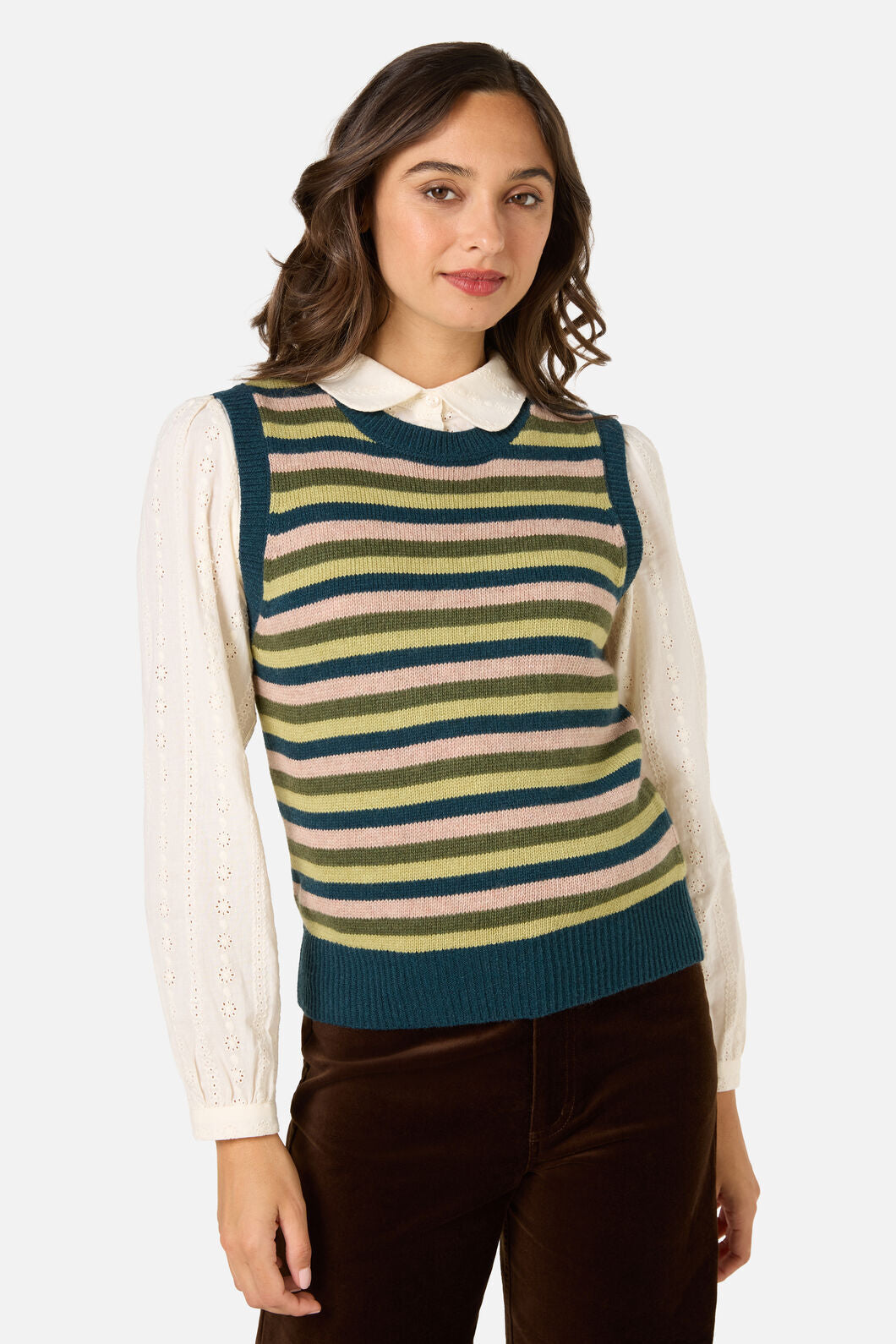 Princess Highway - Rory Wool Blend Stripe Vest - green-multi