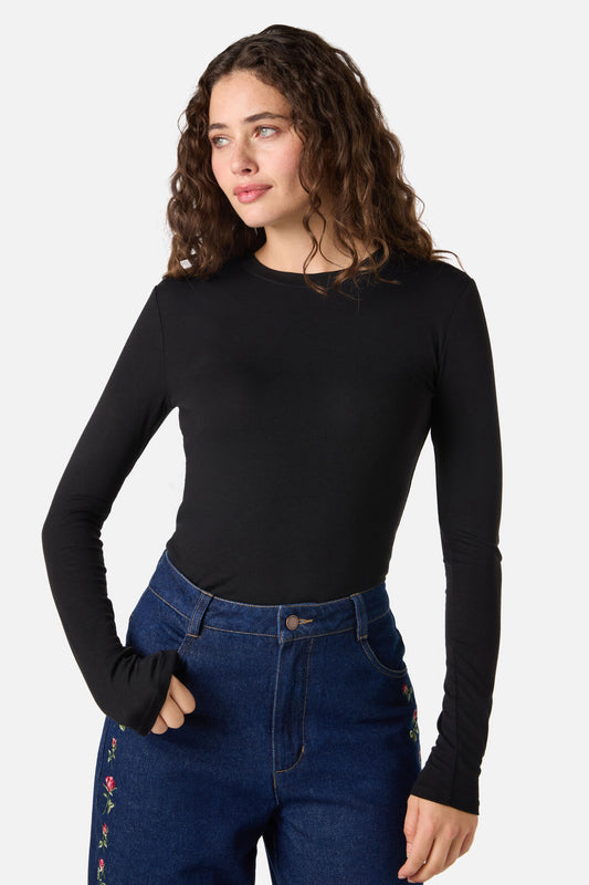 Princess Highway - Classic Luxe Long Sleeve Top - black