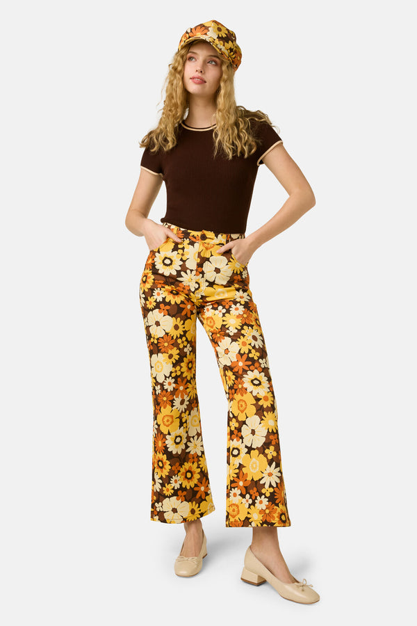 Princess Highway - Twiggy Floral Flare Jeans - golden-brown