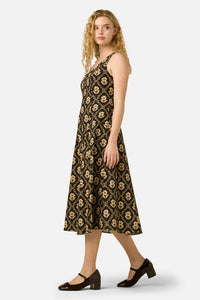Princess Highway - Luxe Fleur Geo Midi Dress - black-cream