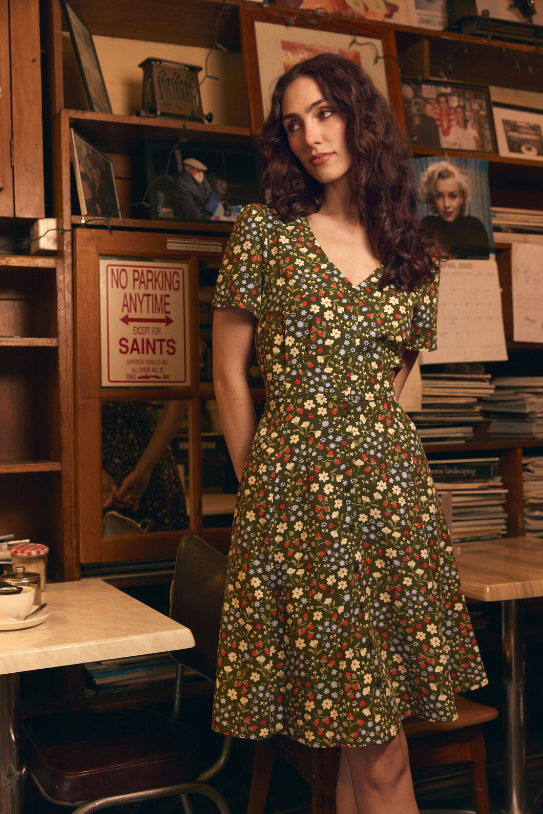 Princess Highway - Ditsy Ladybug A-Line Dress - green