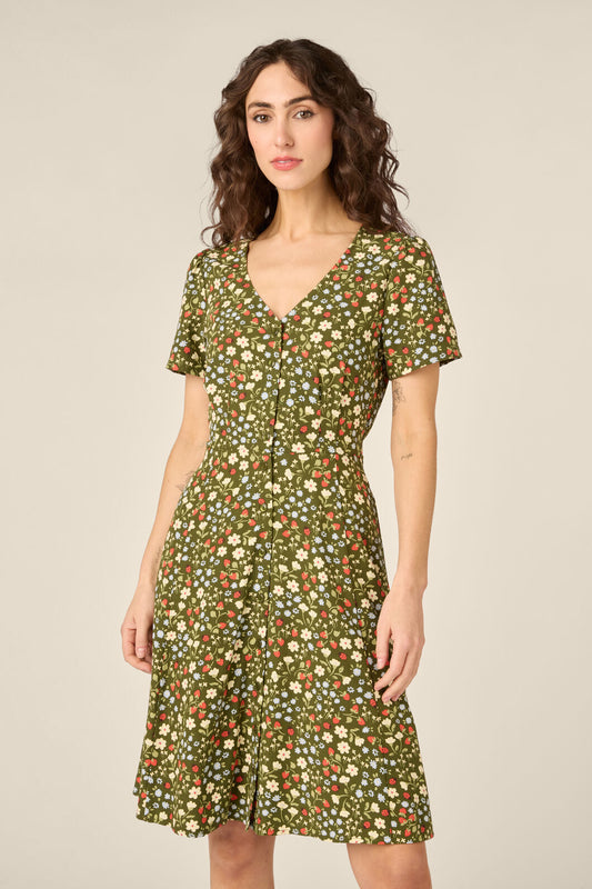 Princess Highway - Ditsy Ladybug A-Line Dress - green