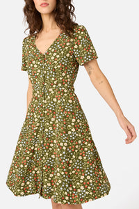 Princess Highway - Ditsy Ladybug A-Line Dress - green