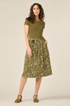 Princess Highway - Ditsy Ladybug Midi Skirt - green