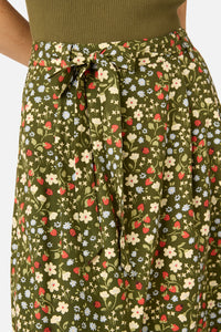 Princess Highway - Ditsy Ladybug Midi Skirt - green