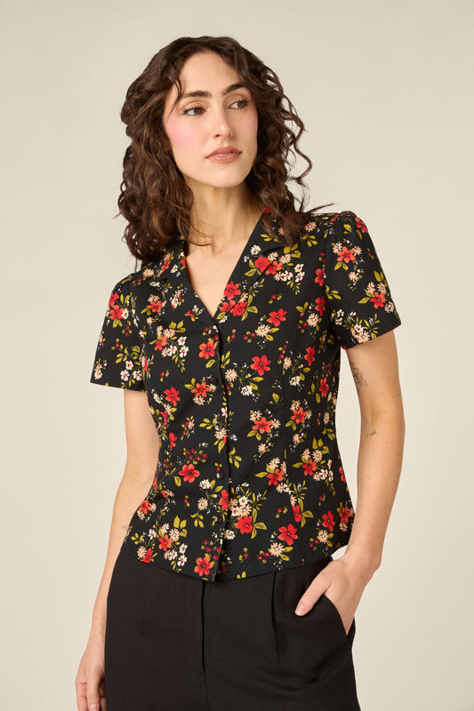 Princess Highway - Posy Floral Blouse - black