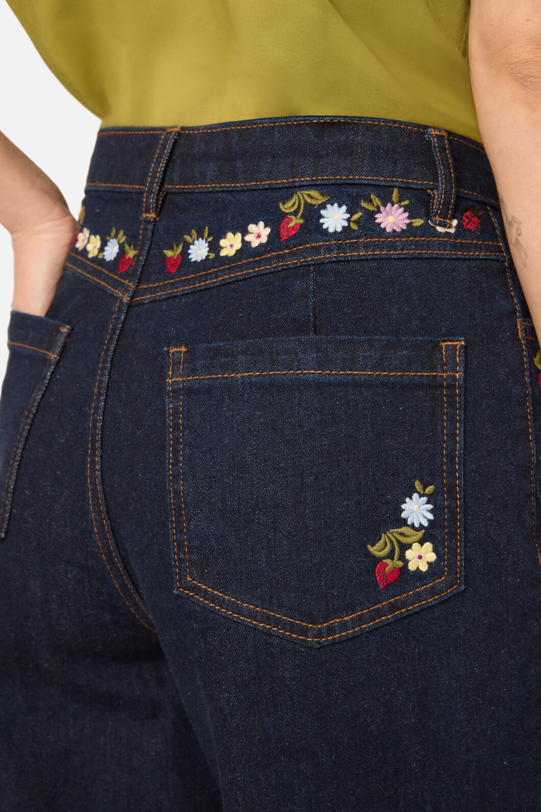 Princess Highway - Ladybug Embroidered Jean - blue-denim
