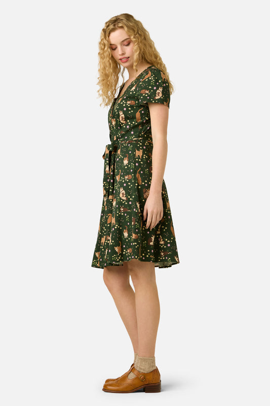 Princess Highway - Cute Cats Dress - green