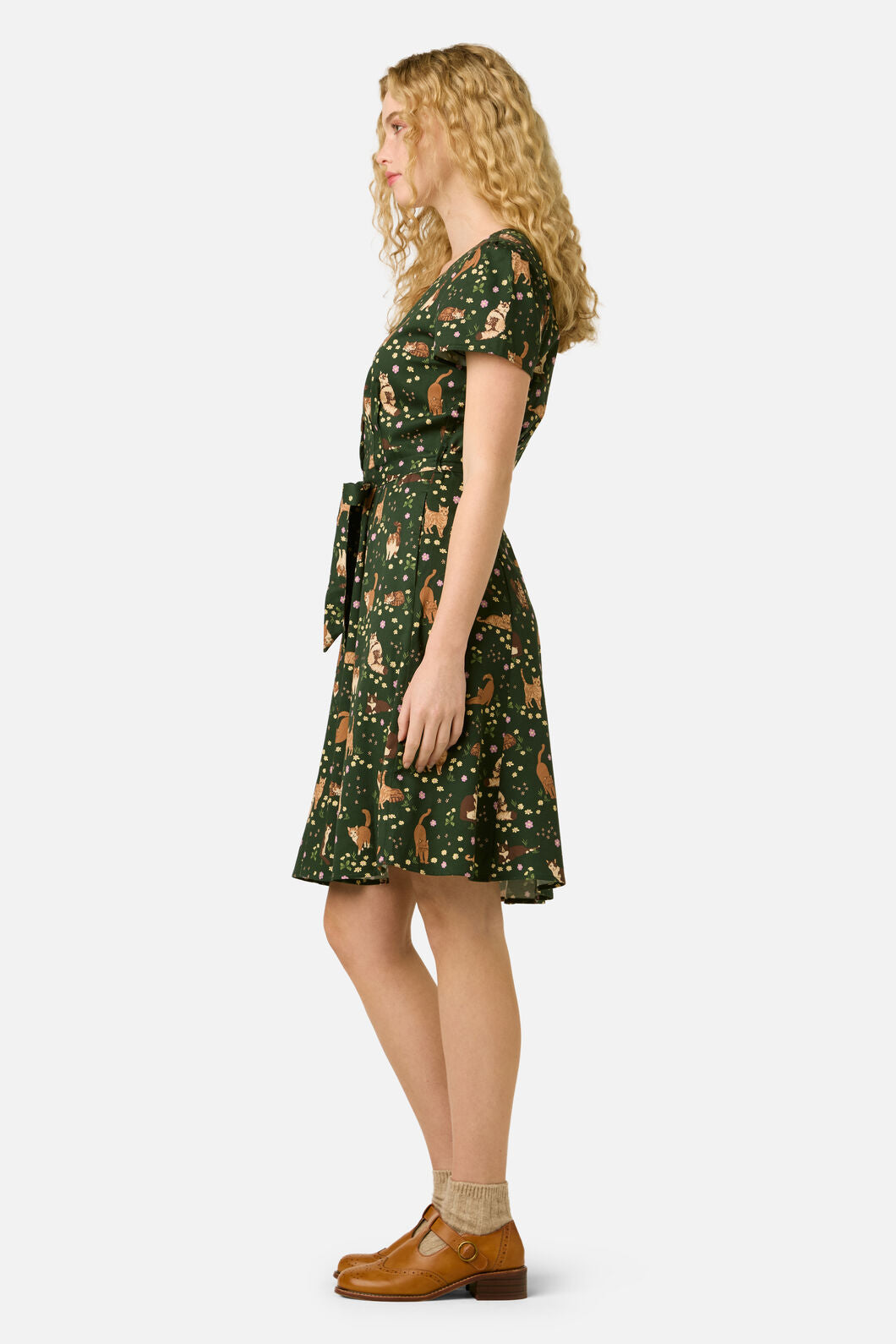 Princess Highway - Cute Cats Dress - green