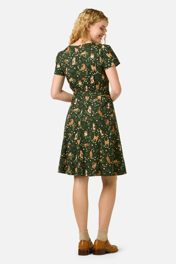 Princess Highway - Cute Cats Dress - green