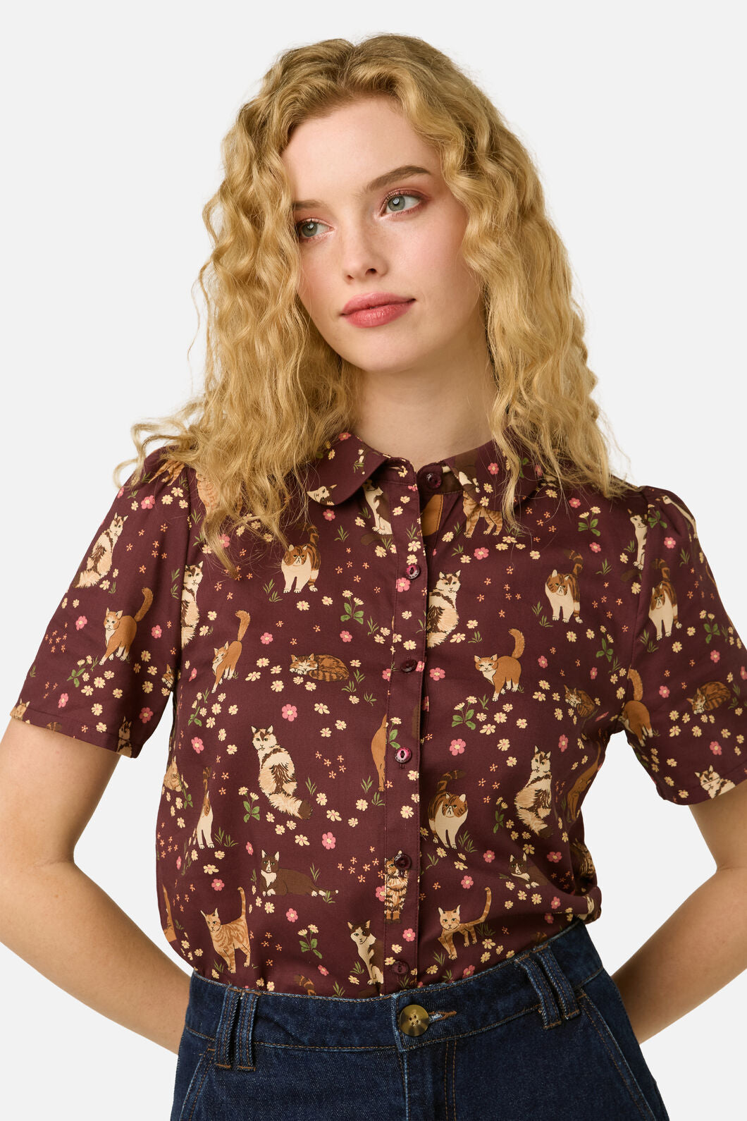 Princess Highway - Cute Cats Blouse - plum