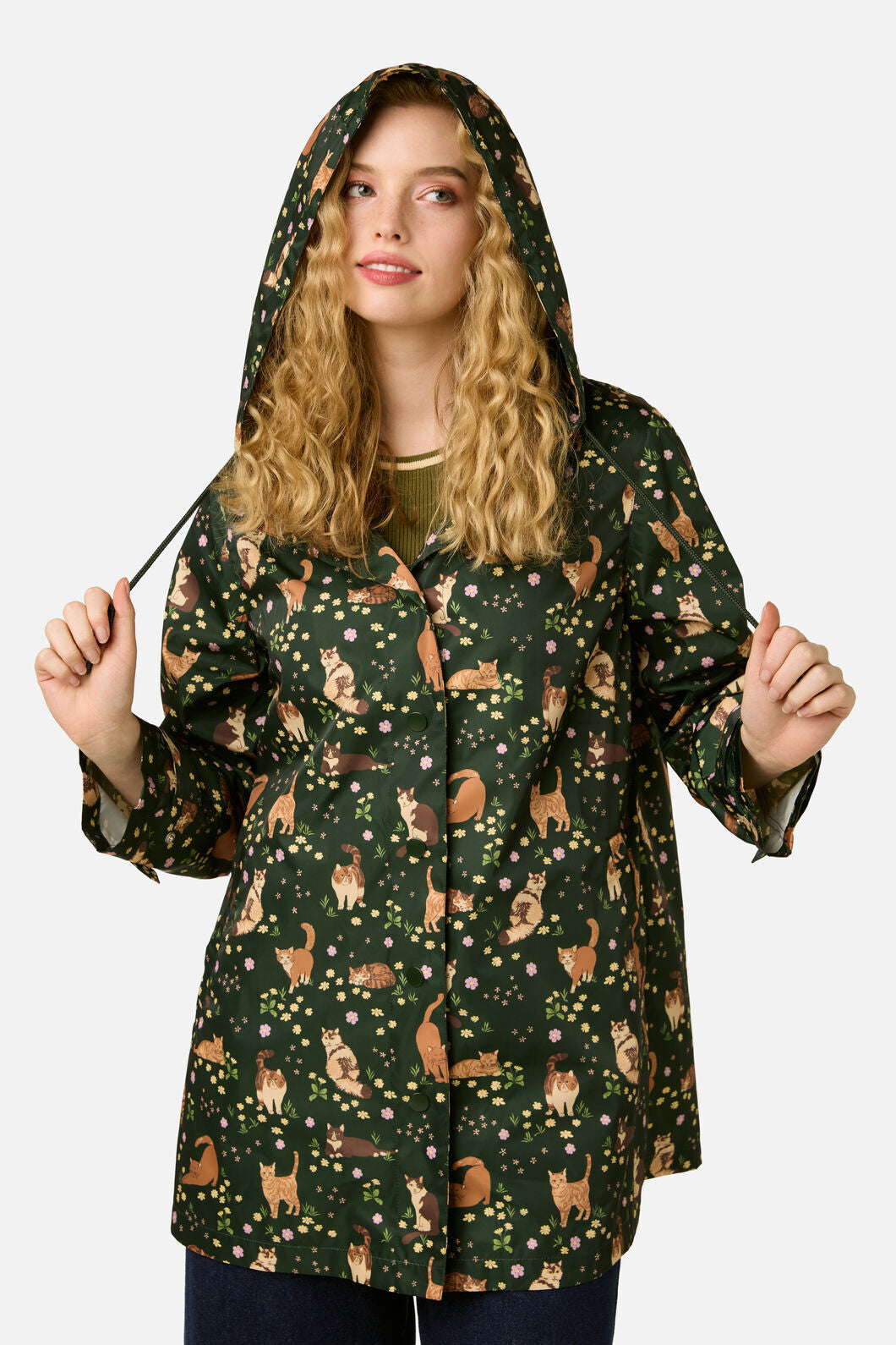 Princess Highway - Cute Cats Raincoat - green