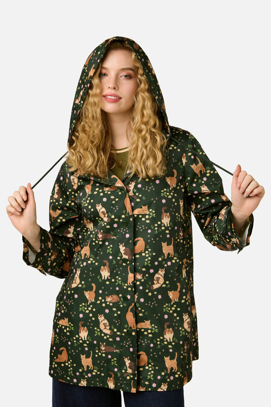Princess Highway - Cute Cats Raincoat - green
