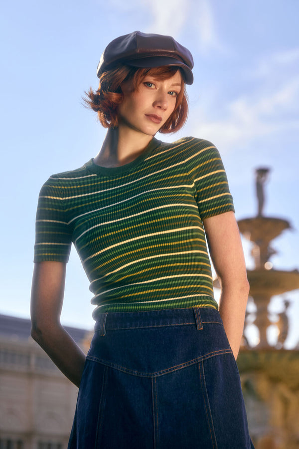 Princess Highway - Patsy Stripe Knit Top - green