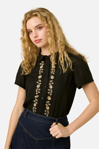 Princess Highway - Luxe Fleur Embroidered Blouse - black